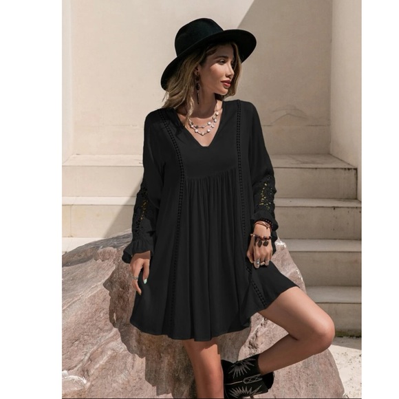 RUSTTYDUSTTY GUIPURE LACE INSERT SMOCK DRESS - Picture 3 of 11